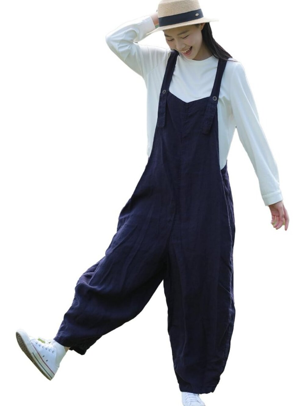 Summer Women's Linen Sleeveless Jumpsuit | Casual Loose Wide Leg Romper with